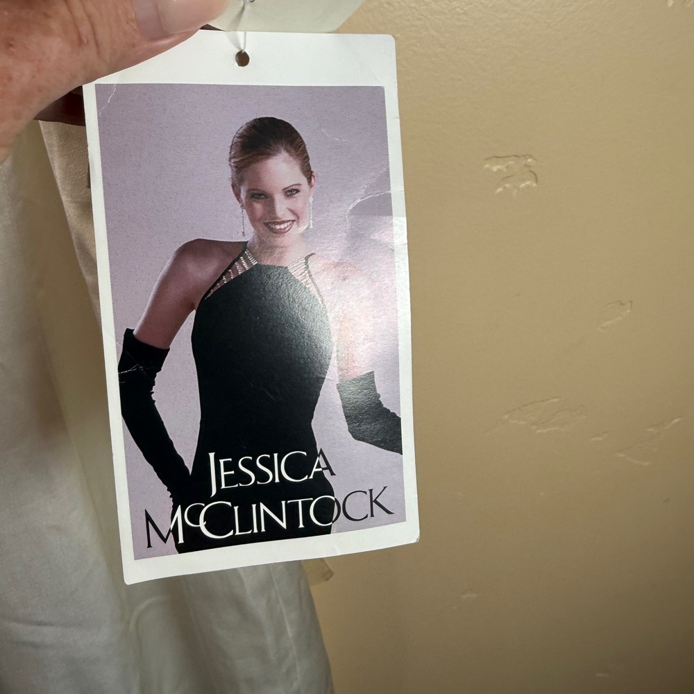 NWT VTG Jessica McClintock Slip Dress W 11/12 Ivory Satin Rhinestone Bridal Rush - Picture 4 of 7